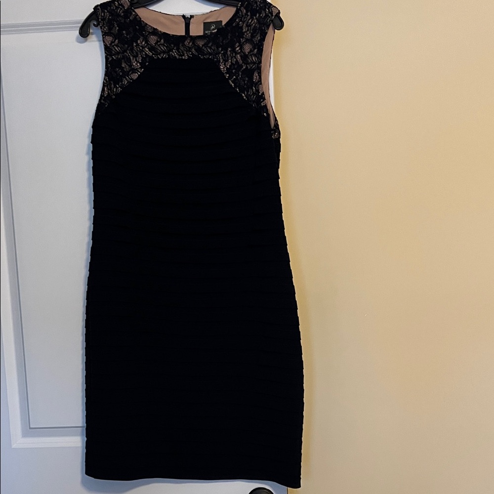 Adrianna Papell Navy Lace Detail Dress